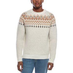 Kier + J Mens  Fairisle Raglan Sleeve Wool-Blend Crewneck Sweater, Brown
